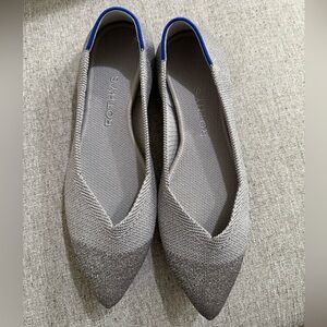 Rothy's The Point Diamond Metallic Silver Ballet Flat Slip-On Size 7